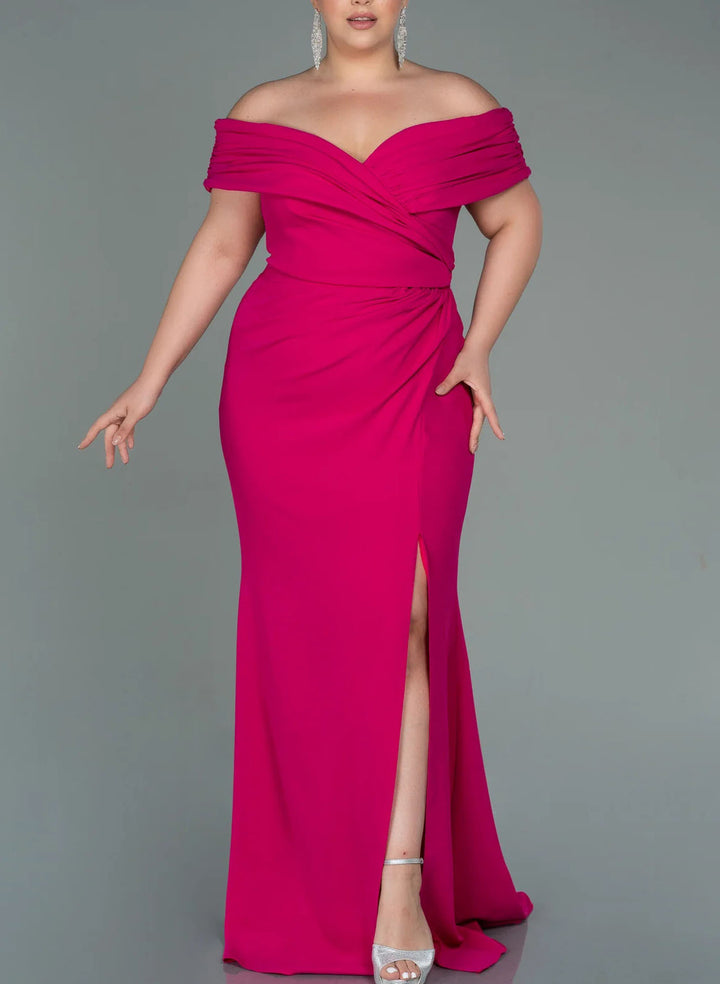 Trumpet/Mermaid Curvy Off-the-Shoulder Mother of the Bride Dresses with Split Side
