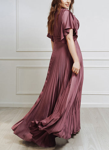 A-Line/Princess Deep V-Neck Long Sleeves Mother of the Bride Dresses with Rhinestone