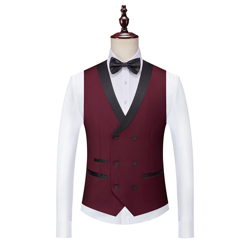 Burgundy Green Pink Red Blue White Men's Tailored Fit Single Breasted One-button 3 Pieces Solid Colored Wedding Suits