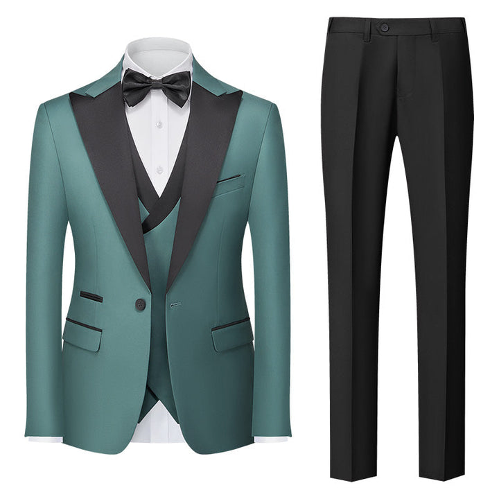 Burgundy Green Pink Red Blue White Men's Tailored Fit Single Breasted One-button 3 Pieces Solid Colored Wedding Suits