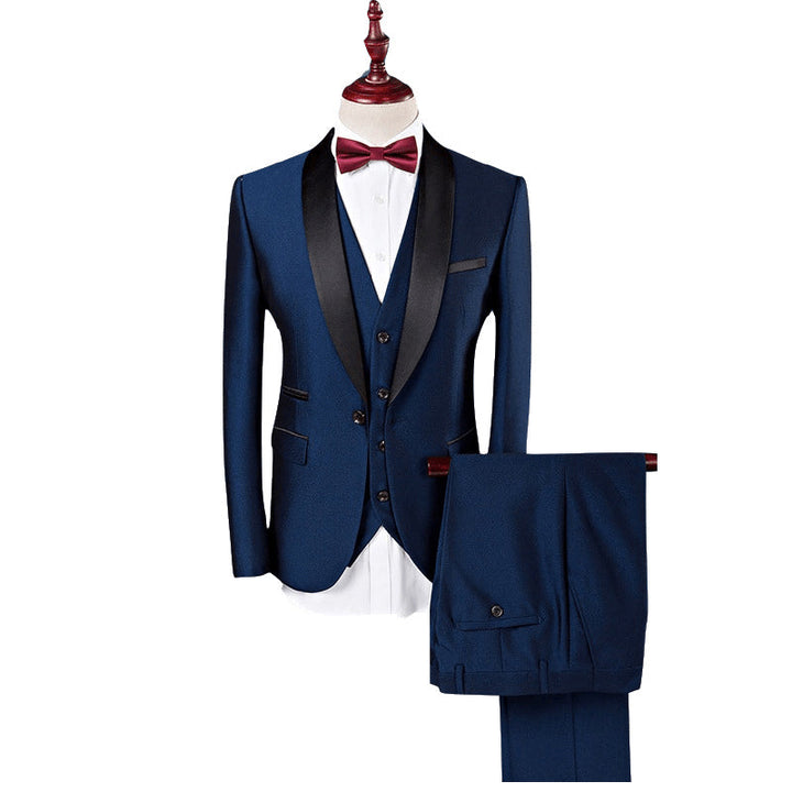 Burgundy White Blue Men's Tailored Fit Single Breasted One-button 3 Pieces Solid Colored Wedding Suits