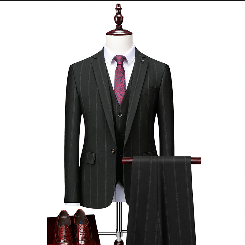 Men's Tailored Fit Single Breasted One-button 3 Pieces Striped Wedding Suits