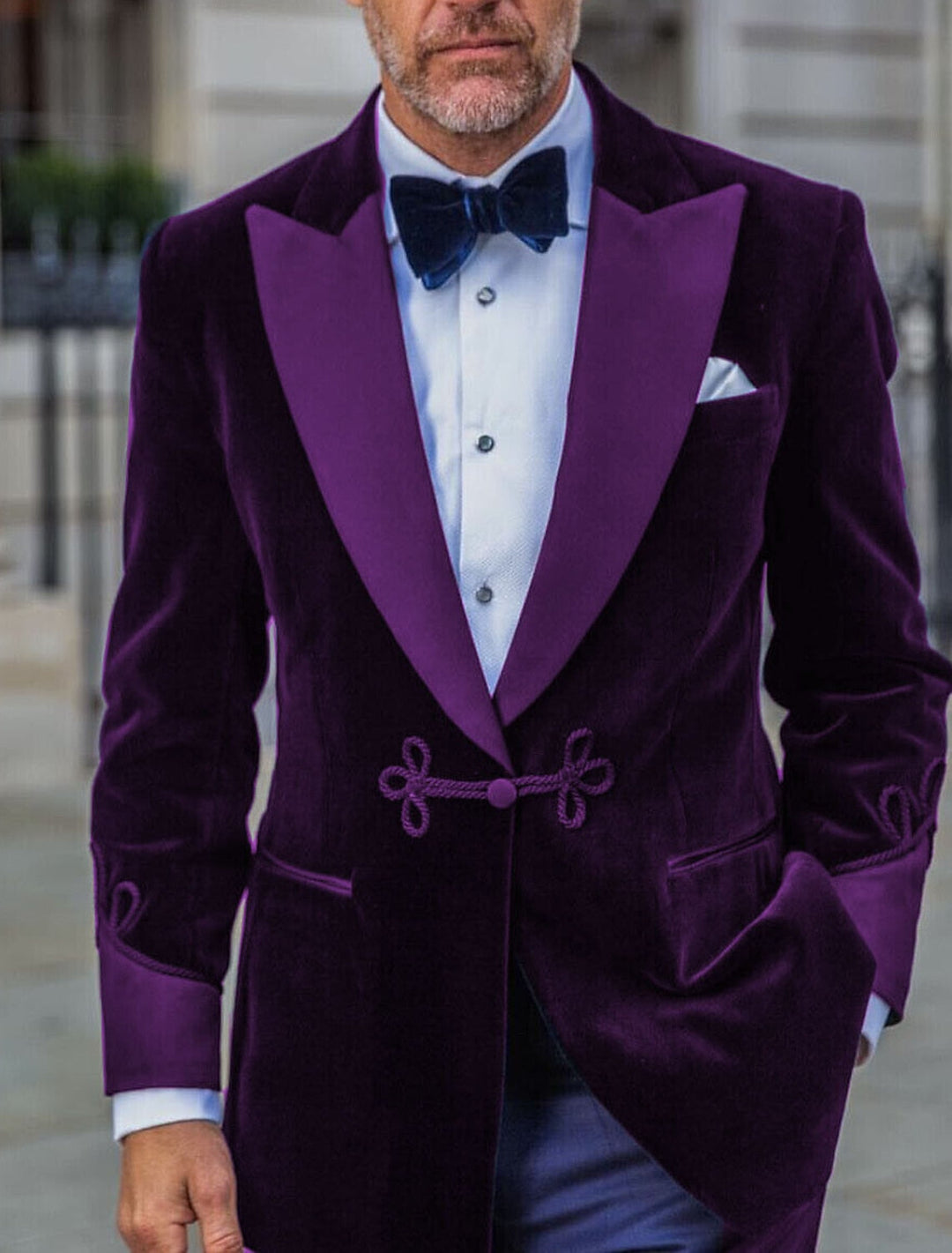 Green Red Blue Pink Purple Men's Tailored Fit Single Breasted One-button Velvet Formal Jacket