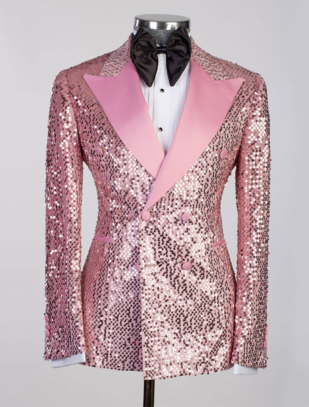 Gold Pink Orange Silver Black Men's Tailored Fit Double Breasted Six-buttons Sequins Party Jacket