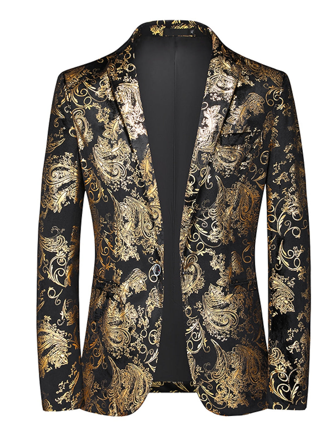 Gold Silver Men's Tailored Fit Single Breasted One-button Printed Party Jacket