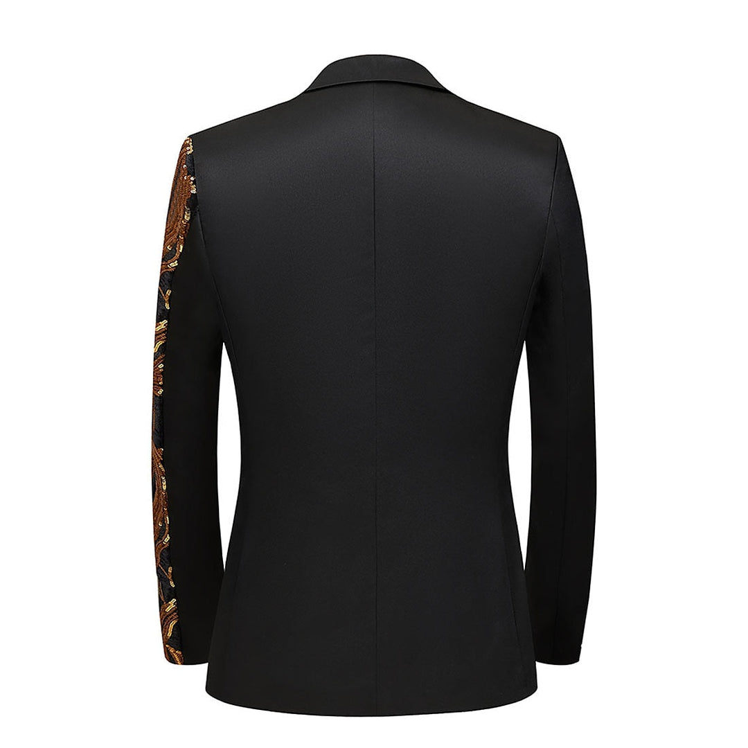 Gold Red Men's Tailored Fit Single Breasted One-button Sequins Party Jacket