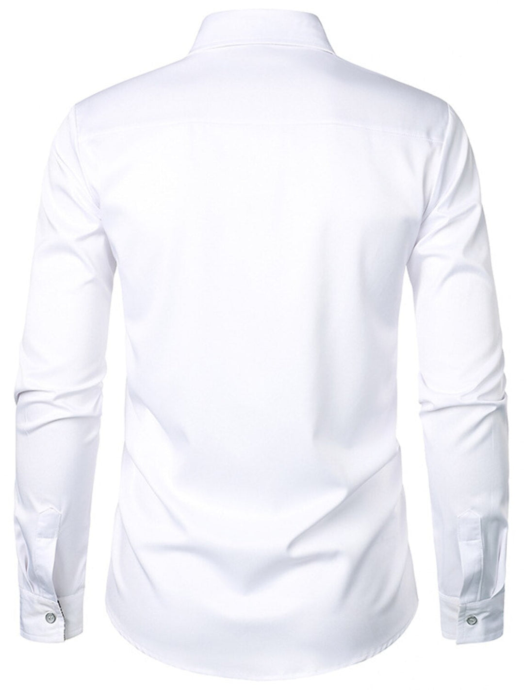 White Red Black Men's Long Sleeves Classic Solid Color Shirt
