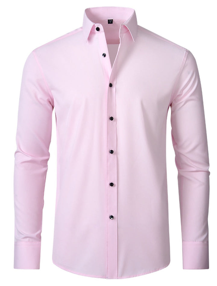 White Red Black Purple Pink Men's Long Sleeves Classic Solid Color Shirt