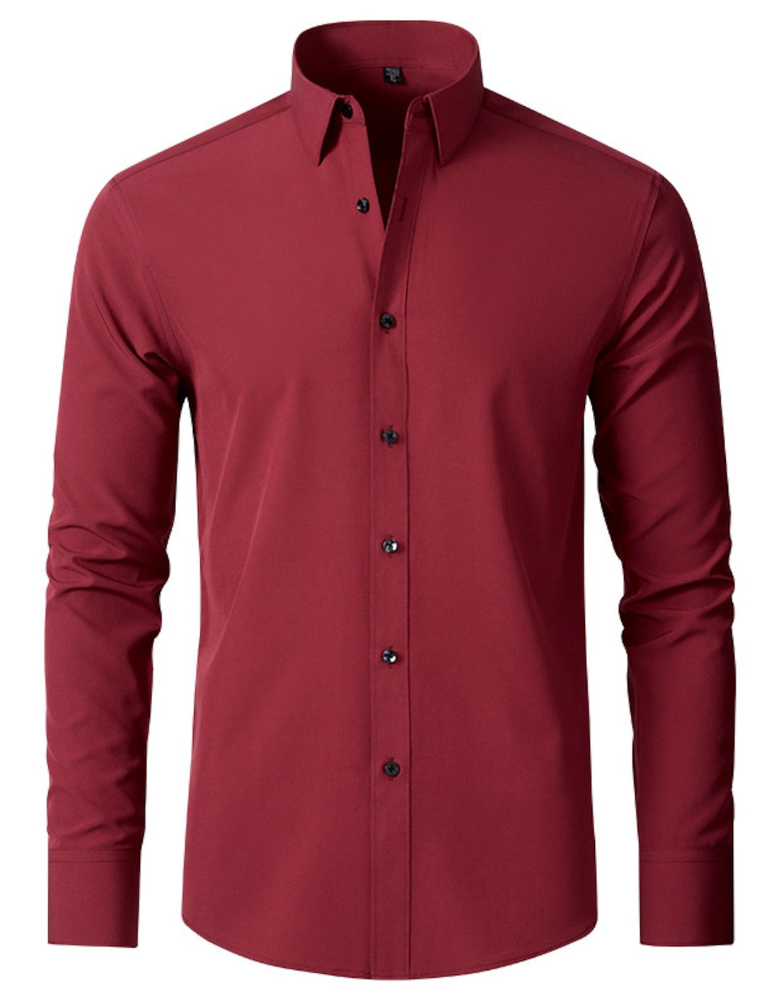 White Red Black Purple Pink Men's Long Sleeves Classic Solid Color Shirt