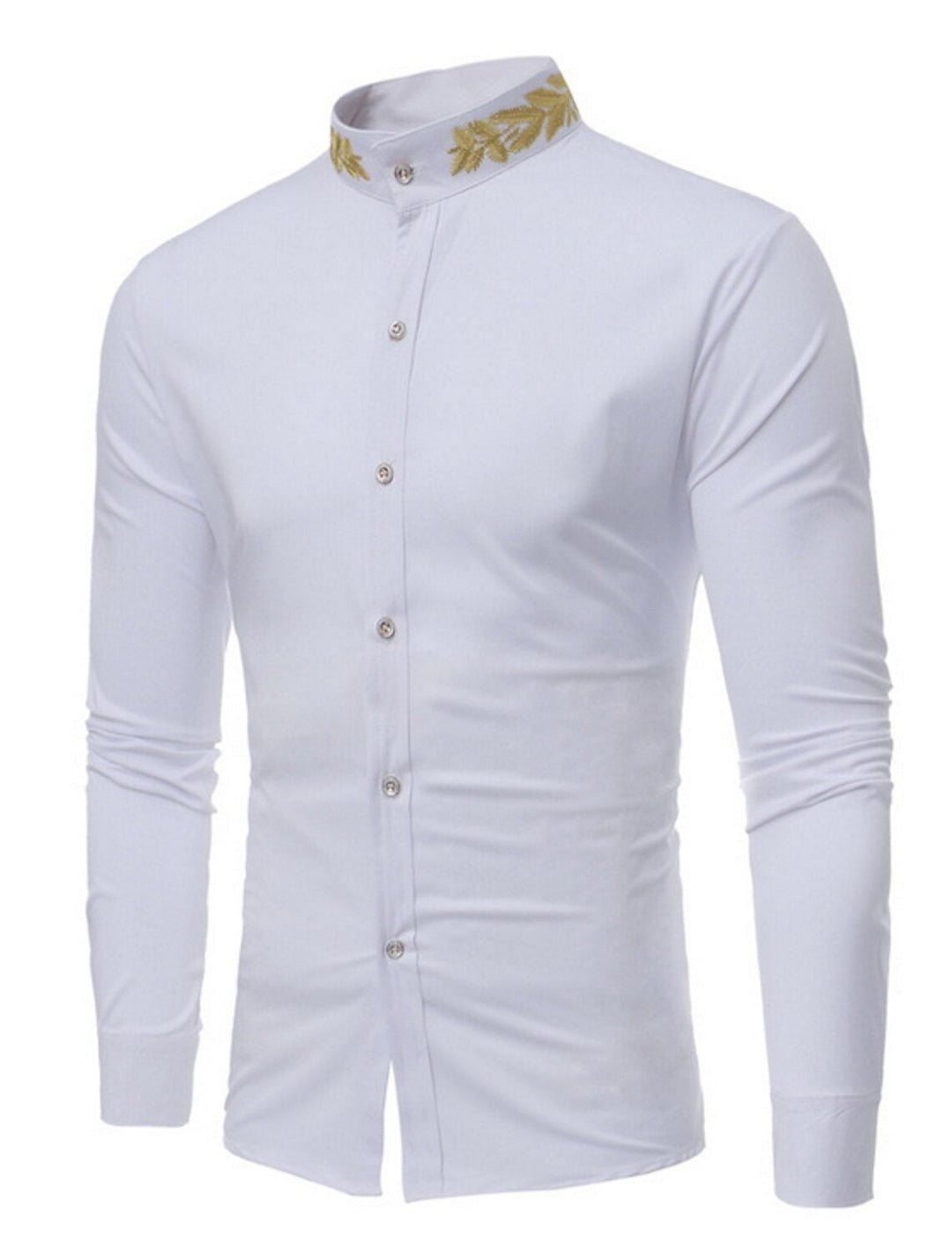 White Burgundy Black Men's Long Sleeves Casual Shirt