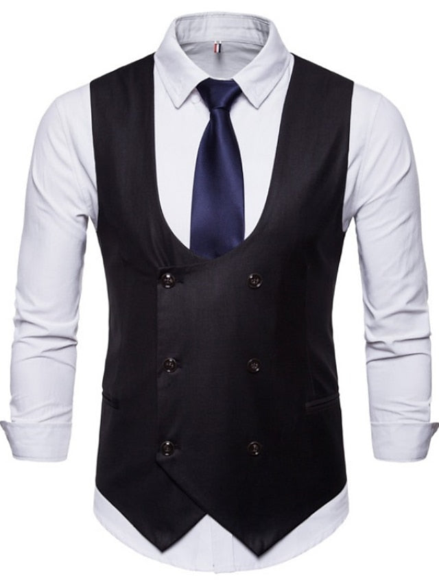 Men's Business Double Breasted Six-buttons Vest - Mondressy
