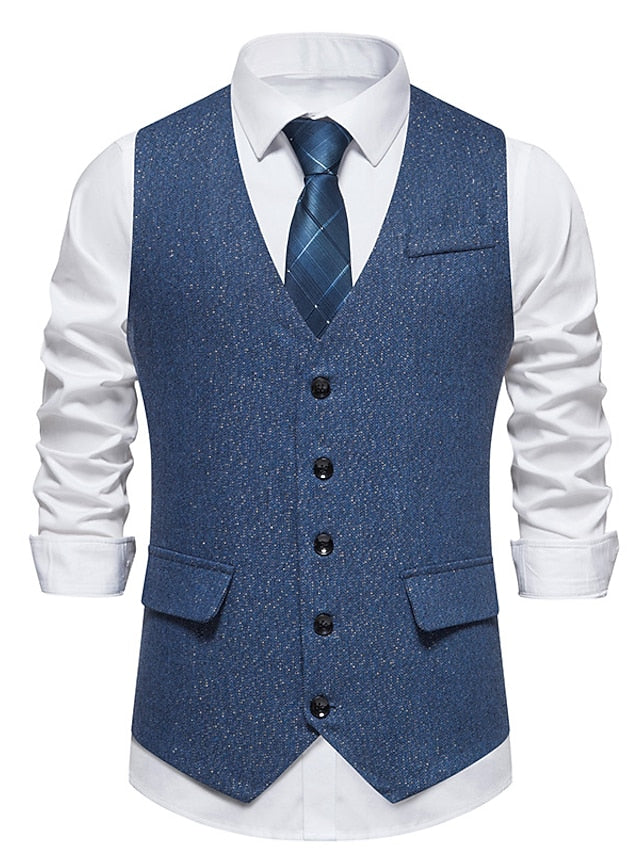 Men's Business Single Breasted More-buttons Vest
