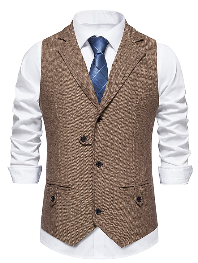Men's Business Single Breasted Three-buttons Vest - Mondressy