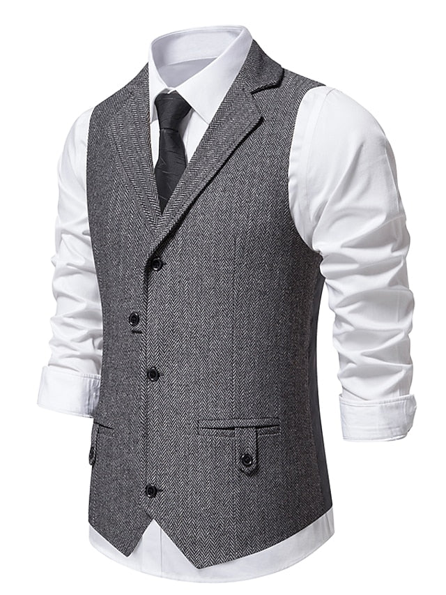 Men's Business Single Breasted Three-buttons Vest - Mondressy