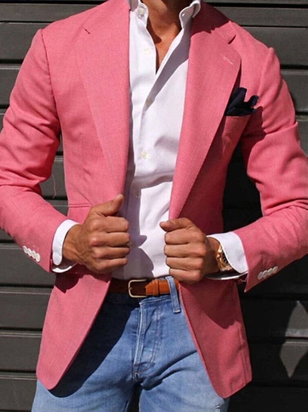 Men's Fashion Tailored Fit Single Breasted One-button Casual Blazer Jacket