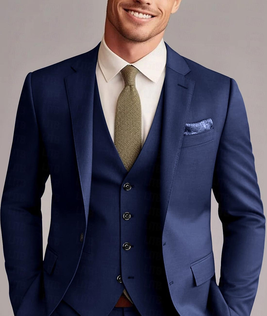Green Red Blue Yellow Men's Tailored 3 Pieces Solid Colored Fit Single Breasted Two-buttons Wedding Suits