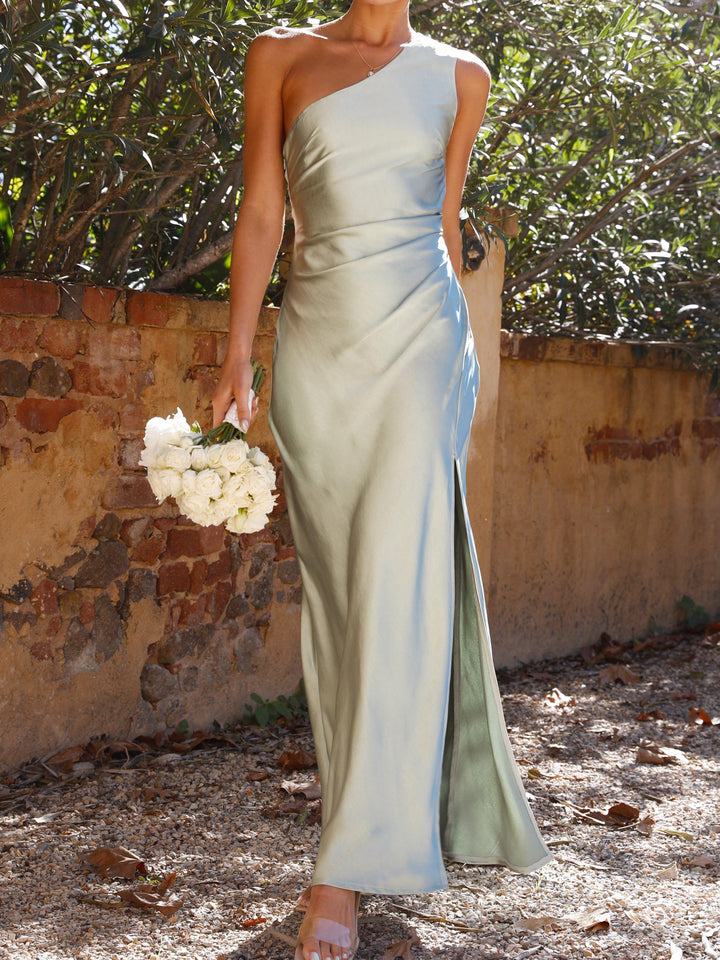 Sheath/Column One-Shoulder Ankle-length Long Bridesmaid Dresses