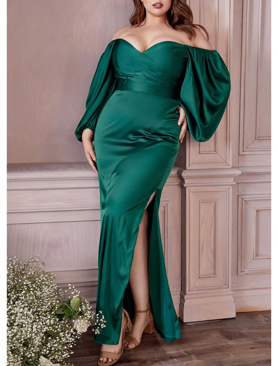 best style prom dress for plus size Long Plus-Size Glitter Prom Dress