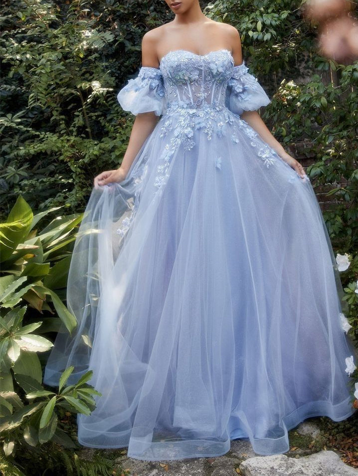 strapless open back dress A-Line/Princess Sweetheart Short Sleeves Floor-length Long Prom Dresse